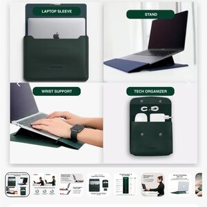 Meine Green Laptop Sleeve and Stand